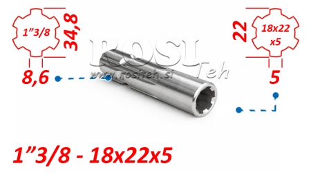 ADAPTADOR CARDÃ DE 18x22x5 (6 ESTRIAS) PARA 1-3/8 (120 mm)