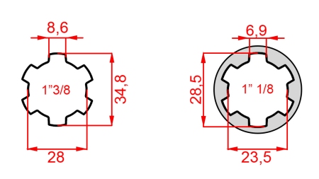 ADAPTADOR CARDÃ DE 1-1/8 PARA 1-3/8 (140 mm)