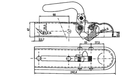 VLEČNA KLJUKA ZA AVTO PRIKOLICO KVADRAT 50