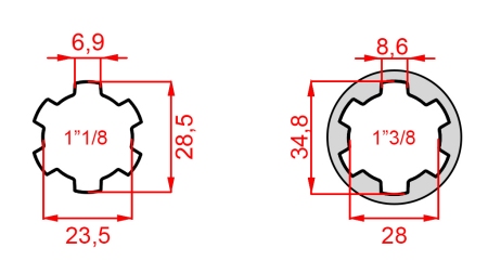 ADAPTADOR CARDÃ DE 1-3/8 PARA 1-1/8 (140 mm)