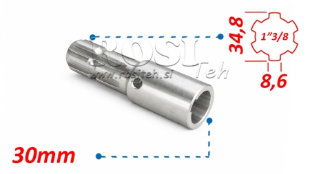 ADAPTADOR CARDÃ 1-3/8 - FURO fi 30 mm (145 mm)