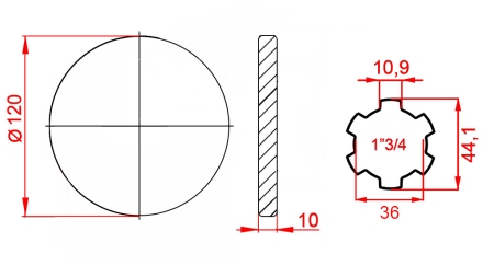 ADAPTADOR CARDÃ COM FLANGE 1-3/4 (120 mm)
