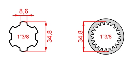 ADAPTADOR CARDÃ DE 1-3/8 (21 ESTRIAS) PARA 1-3/8 (150 mm)