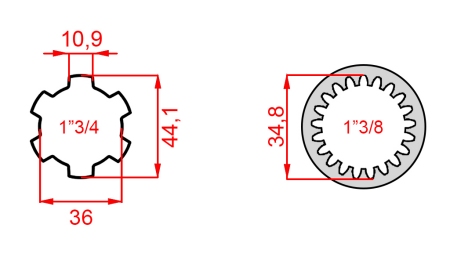 ADAPTADOR CARDÃ DE 1-3/8 (21 ESTRIAS) PARA 1-3/4 (150 mm)