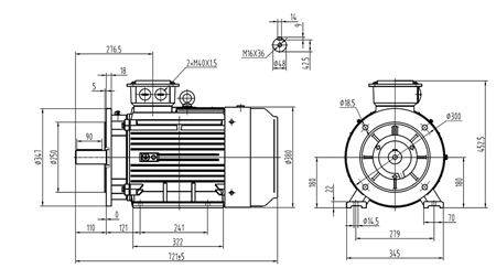 MOTOR ELÉTRICO Y3 180M-4_1470RPM 3FASE PÉS+FLANGE-B3B5