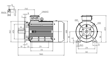 MOTOR ELÉTRICO Y3 180L-4_1470RPM 3FASE PÉS+FLANGE-B3B5