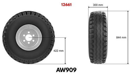 11,5/80-15,3 PNEU AW909 (14 PR) COM JANTE 9,00 x 15,3