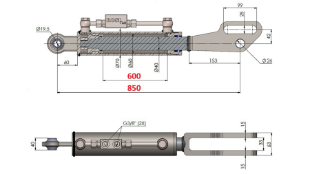 BRAÇO DE LEVANTE HIDRÁULICO COM FORQUILHA 2TON. 60/40-250 (600MM-850MM)