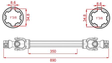 EIXO CARDÃ ECO 890mm 30-75HP STANDARD