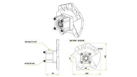 Dimensões DE SAÍDA PARA BOMBA HIDRÁULICA - MERCEDES G100