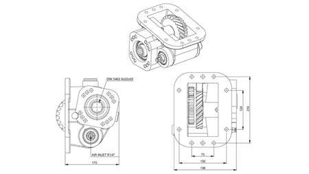 Dimensões DE SAÍDA PARA BOMBA HIDRÁULICA - SCANIA GR 900