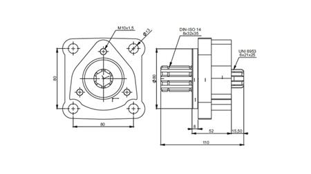 ADAPTADOR DIMENSÕES 4X3 PARA BOMBA DE FERRO FUNDIDO