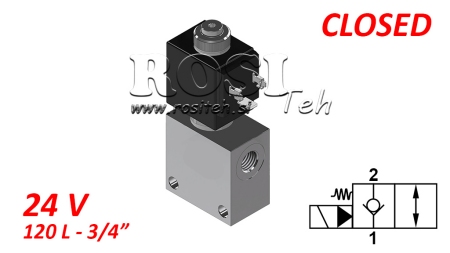 VÁLVULA 2-PORTAS 3/4 (NC) 24V - 120LIT