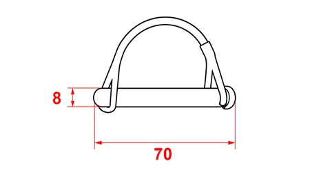 KIT DE PINOS-TRAVA COM ARGOLA Φ 8/70 MM (5PCS)