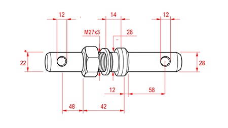 PINO DE ACOPLAMENTO DO IMPLEMENTO FI22/28MM M27X3