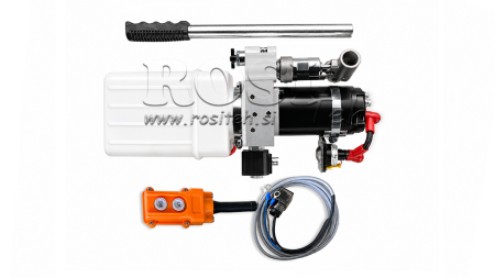 MINI HIDRAVLIČNI AGREGAT 24V DC - 0,8kW = 0,5cc - 1,5 lit - enosmerni sklop (PVC) z ročno črpalko