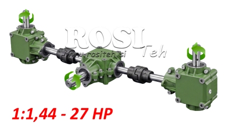 CONJUNTO DE CAIXAS DE CÂMBIO 1:1.44 (27HP-20KW) PARA DISTRIBUIDOR L:800 FERRO FUNDIDO COM SISTEMA DE SEGURANÇA