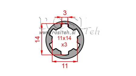 ADAPTADOR CARDÃ BUCHA 11x14x3 (6 ESTRIAS) (40 mm)