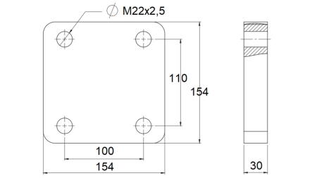 FLANGE DE MONTAGEM PARA GANCHO DE REBOQUE GIRATÓRIO FI50 EM CARCAÇA