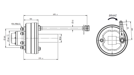 EIXO MEIO COM FREIOS 5.250 KG L.290 MM