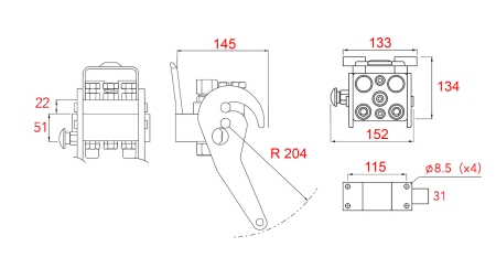 ACOPLAMENTO MULTI-FASTER 3 VIAS BSP 1/4 PARTE MÓVEL