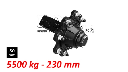 SEMI-EIXO SEM FREIOS - 5500 kg (8 PARAFUSOS) - 230 mm