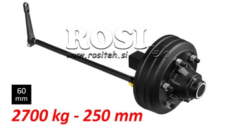 SEMI-EIXO COM FREIOS - 2700 kg (6 PARAFUSOS) - 250 mm