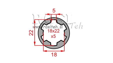 ADAPTADOR CARDÃ BUCHA 18x22x5 (6 ESTRIAS) (50 mm)