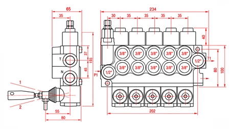 VÁLVULA HIDRÁULICA MANUAL – DISTRIBUIDOR DE 5 SECÇÕES 5xR40 ECO