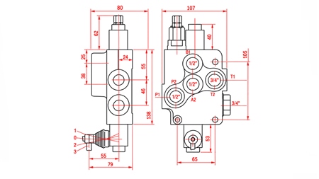 VÁLVULA HIDRÁULICA MANUAL – DISTRIBUIDOR DE 1 SECÇÃO 1xR80 ECO