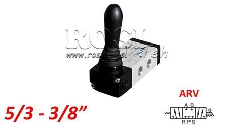 VÁLVULA MANUAL PNEUMÁTICA 5/3 3/8 PRT-0852-ARV RETORNO COM SPRING