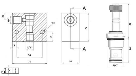VÁLVULA 2 VIAS 3/4 (NC) 12V - 150L - diagrama