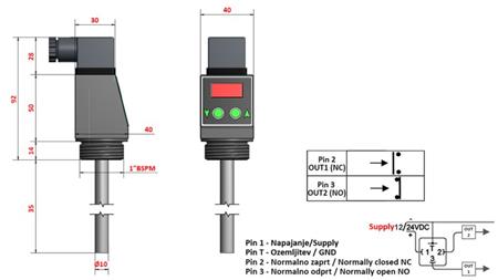 TERMOSTATO COM DISPLAY XT51V 0-100°C l-50mm