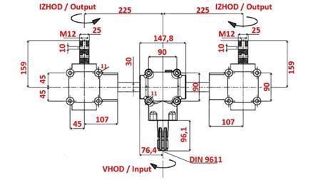 CONJUNTO DE REDUTORES 1:1.3 (27HP-20kW) PARA DISTRIBUIDOR L:450 FERRO FUNDIDO