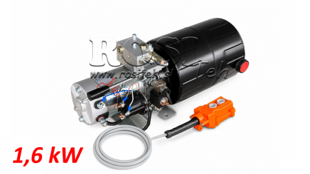 MINI POWER-PACK HIDRÁULICO 12V DC - 1.6kW = 2.1cc - 8 litros - unidade monofásica COM BOMBA MANUAL