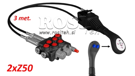 JOYSTICK 2x BOTÃO - CABO BOWDEN 3 m + VÁLVULA HIDRÁULICA 2xZ50