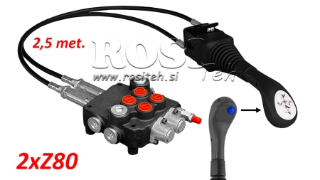 JOYSTICK 1x BOTÃO - CABO BOWDEN 2,5 m + VÁLVULA HIDRÁULICA 2xZ80