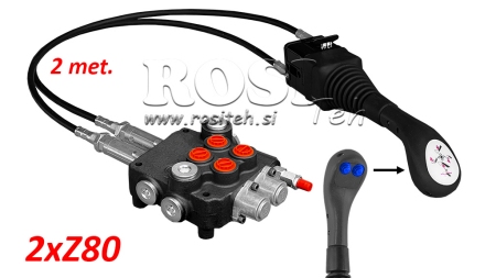 JOYSTICK 2x BOTÃO - CABO BOWDEN 2 m + VÁLVULA HIDRÁULICA 2xZ0
