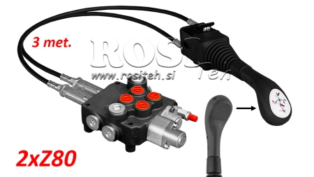 JOYSTICK SEM BOTÃO - CABO BOWDEN 3 m + VÁLVULA HIDRÁULICA 2xZ80 + FUNÇÃO FLUTUANTE