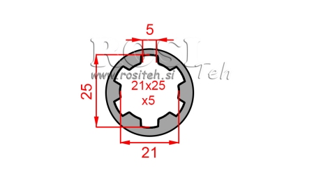 ADAPTADOR CARDÃ BUCHA 21x25x5 (6 ESTRIAS) (60 mm)