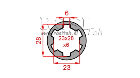 ADAPTADOR CARDÃ BUCHA 23x28x6 (6 ESTRIAS) (60 mm)