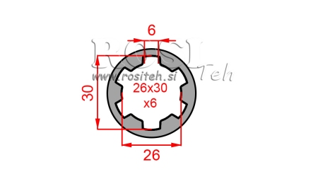 ADAPTADOR CARDÃ BUCHA 26x30x6 (6 ESTRIAS) (60 mm)
