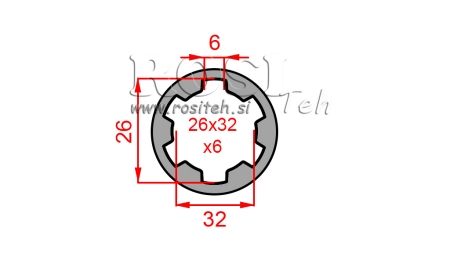 ADAPTADOR CARDÃ BUCHA 26x32x6 (6 ESTRIAS) (60 mm)