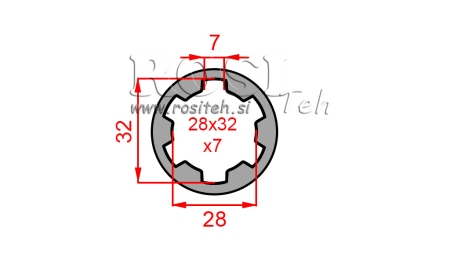 ADAPTADOR CARDÃ BUCHA 28x32x7 (6 ESTRIAS) (60 mm)