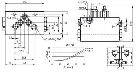 VÁLVULA HIDRÁULICA MECÂNICA ROTATIVA PARA ESCOVA HLEVSKE CETOP5 4/2 RHA