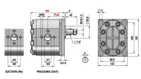 BOMBA HIDRÁULICA GR.3 39 CC ESQUERDA - FLANGES