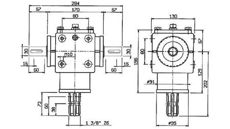 ENGRENAGEM DE ÂNGULO PTO-R20T 1:2 (25HP-18kW)
