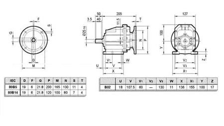 REDUTOR ERC02 PARA MOTOR ELÉTRICO MS80 (1.1-1.5kW) RAZÃO 24:1
