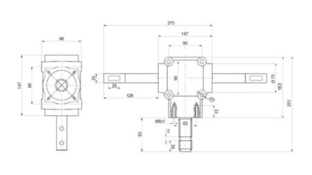 REDUTOR DE ÂNGULO EIXO DUPLO 1: 1.14 (27HP-20kW)