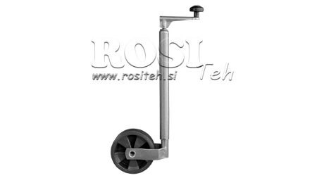 PÉ DE SUPORTE ROSCADO COM RODA PARA REBOQUES 190MM 75KG